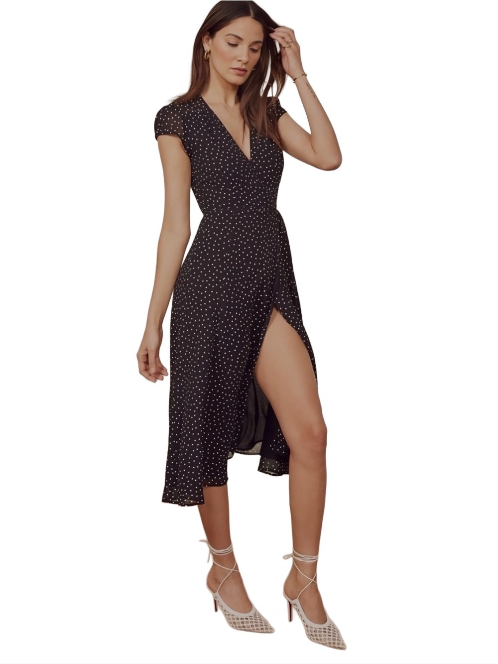 Reformation Carina Wrap Polka Dot Dress